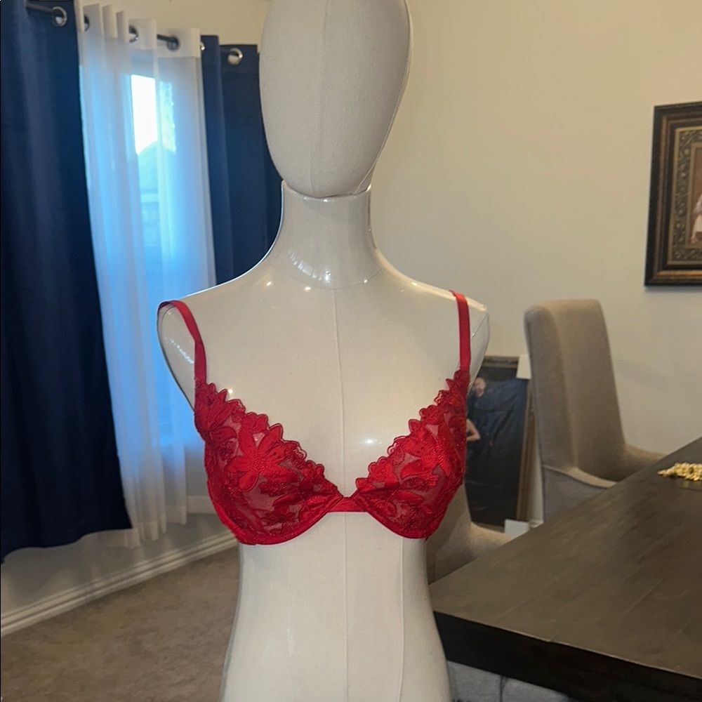 Elegant Red Lace Bra